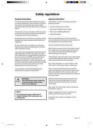 Husqvarna Chainsaw Workshop Manual: Models 340, 345, 346XP/G, 350, 351 Preview image 4