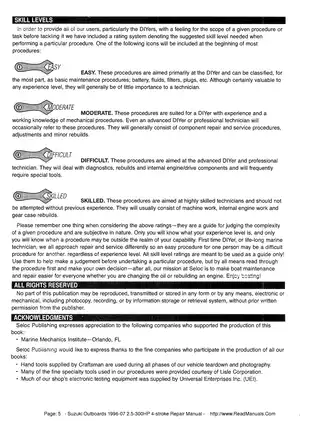Comprehensive Suzuki Outboard 1996-2007 2.5-300HP 4-Stroke Repair Manual Preview image 5