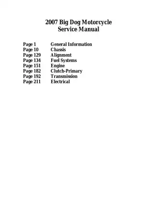 Complete 2007 Big Dog Motorcycle Service Manual Preview image 2