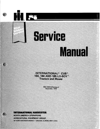 International Cub Cadet Lo-Boy 154, 184, 185 tractor manual