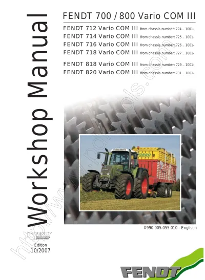Preview: 2007- Fendt 700/800 Vario COM III Tractor Workshop Service Training Manual (P/N X990.005.055.010)