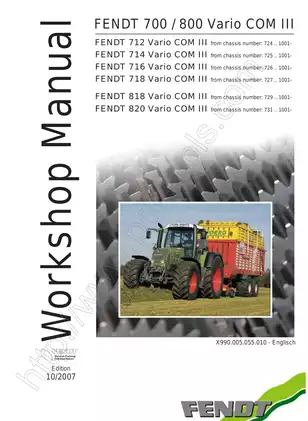 Fendt 700 / 800 Vario COM III Workshop Manual (All Models)