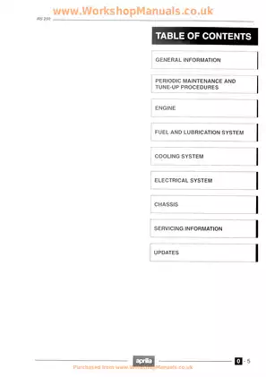 Aprilia RS250 Service Manual and Maintenance Guide (1994-1998) Preview image 5