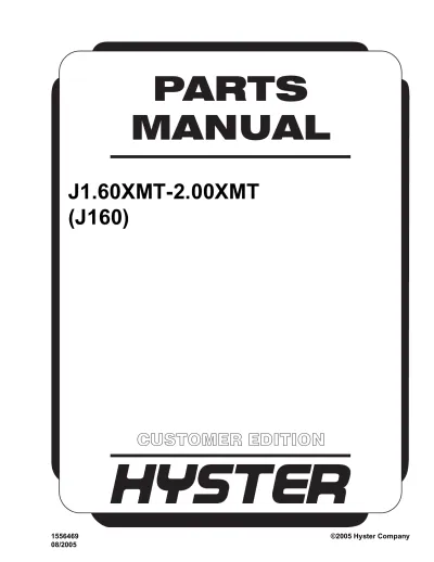Preview: 2005 Hyster J1.60XMT-2.00XMT (J160) Electric Forklift Parts Catalog  (P/N 1556469)