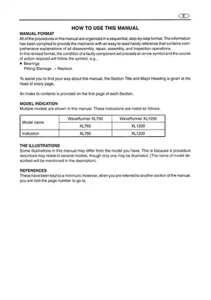 Yamaha WaveRunner XL760 & XL1200 Service Manual (1997 Edition) Preview image 3