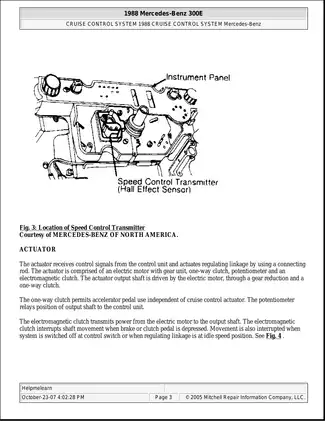 1988 Mercedes Benz Cruise Control System Manual Preview image 3