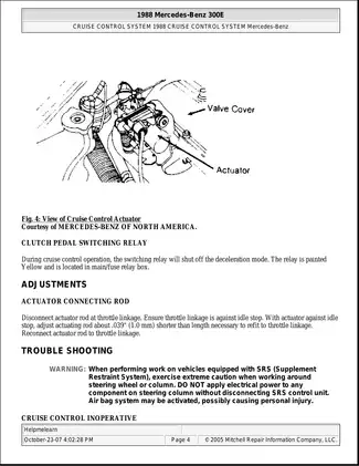 1988 Mercedes Benz Cruise Control System Manual Preview image 4