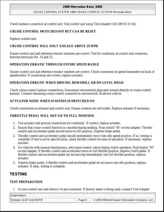 1988 Mercedes Benz Cruise Control System Manual Preview image 5