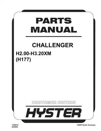 Hyster H177 (H2.00-H3.20XM) forklift parts manual