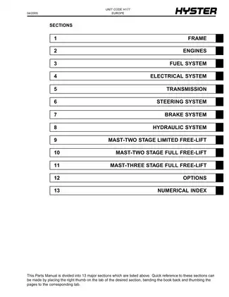 Hyster H2.00-H3.20XM Parts Manual (04/2005) Preview image 3