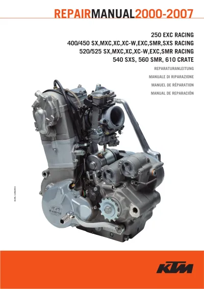 Preview: 2000–2007 KTM 250 EXC, 400 SX, 450 MXC, 525 SX, 610 RACING Service Manual (P/N 3.206.043-E)