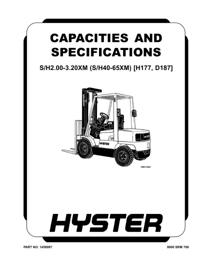 Hyster H2.00-3.20XM, H40-65XM, S2.00-3.20XM, S40-65XM Forklift 1998–2005 Service Manual (P/N 899784, 897487, 1456997, 897934)