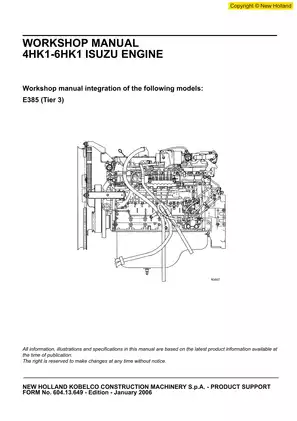 New Holland E385 - Isuzu 4HK1-6HK1 engine workshop manual Preview image 2