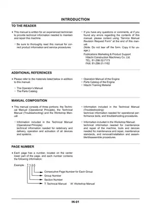 Hitachi EX135UR Excavator Technical & Service Manual (KM-191E) Preview image 3