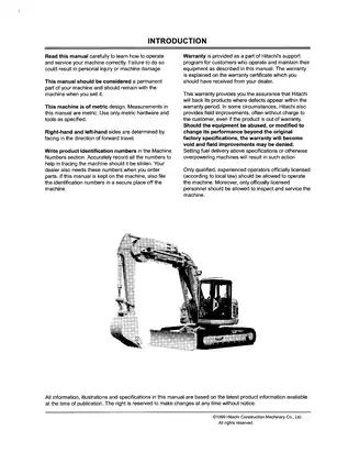 Hitachi EX1IS5UR Excavator Operator’s Manual (Serial No. 002392 and up) Preview image 2
