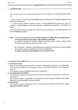 Hitachi EX270, EX270LC excavator manual Preview image 5