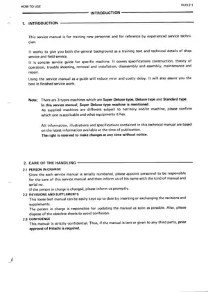 Hitachi EX300, EX300LC, EX300H, EX300LCH excavator manual Preview image 5