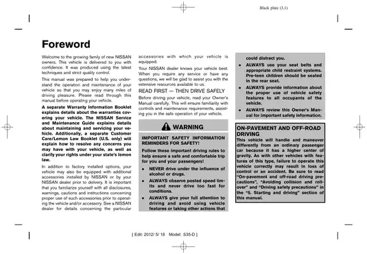 2013 Nissan Rogue owners user manual Preview image 2