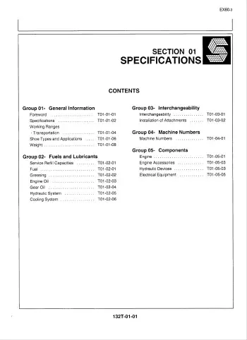 Preview: 1986–2003 Hitachi EX60 - EX60L - EX60LC Excavator Service Manual (P/N 132T-01-01)