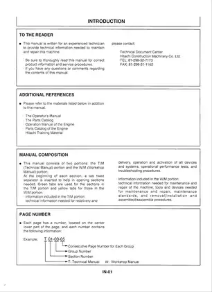 Hitachi EX60-3 excavator manual Preview image 1