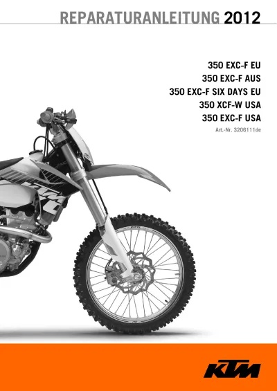 Preview: 2012 KTM 350 XCF-W / EXC-F Repair Manual (P/N 3206111de)