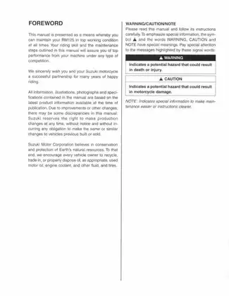 2001 Suzuki RM125 owner´s service manual Preview image 3