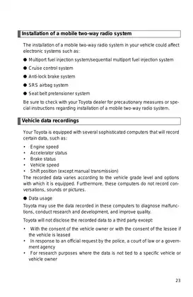 Toyota Vehicle Owner's Manual - Comprehensive Guide for Safe Driving and Maintenance Preview image 3