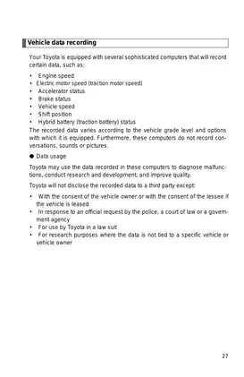 Comprehensive Vehicle Owner's Manual for Toyota Hybrid Models Preview image 4