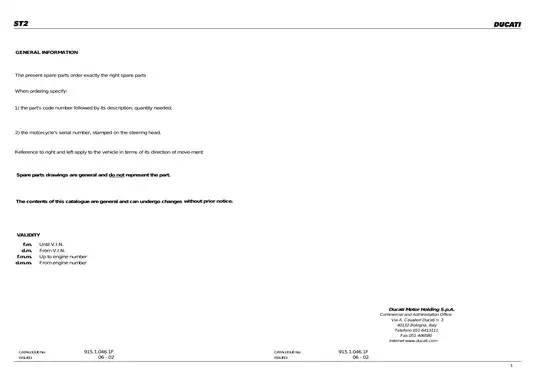 2000-2003 Ducati ST2 parts catalog and assembly manual Preview image 1