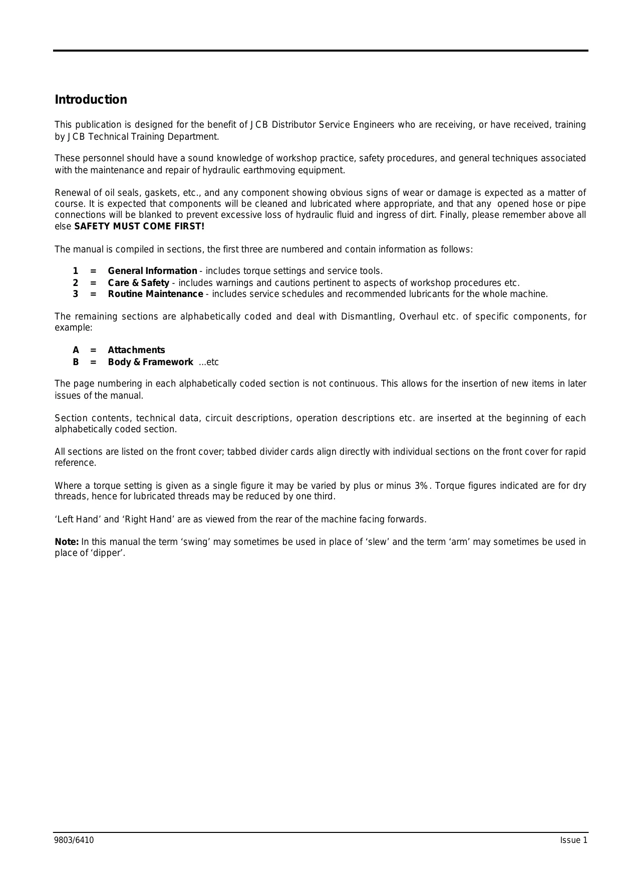 JCB JS130, JS160 tracked excavator manual Preview image 2