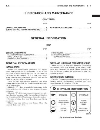 Preview: 1997 Jeep Cherokee XJ Lubrication and Maintenance Manual