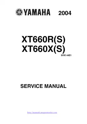 Yamaha XT660R & XT660X Service Manual - 2004 Models Preview image 1