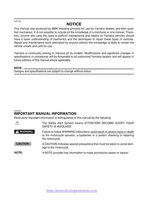 Yamaha XT660R & XT660X Service Manual - 2004 Models Preview image 5