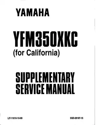 1997 Yamaha 350X Warrior YFM350X sport ATV service manual Preview image 2