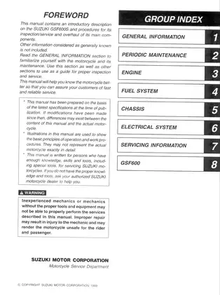 1999 Suzuki GSF600, GSF600S Bandit repair manual Preview image 2