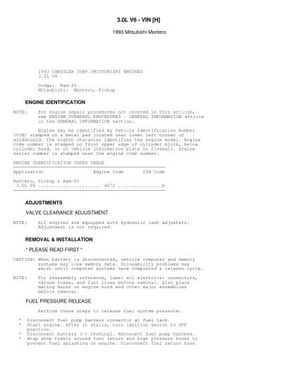 Preview: 1993 Mitsubishi Montero Service Manual (P/N 316122-001)