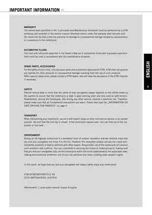 KTM 85 SX / 105 SX Owner's Manual 2004-2009 - Complete Repair, Maintenance & Service Guide Preview image 4