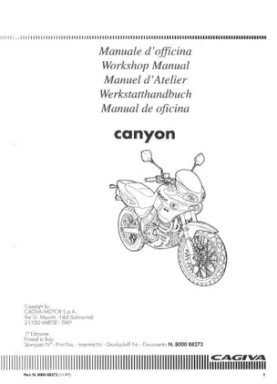 CAGIVA Motorcycle Workshop Manual (Part No. 8000 88273) Preview image 5