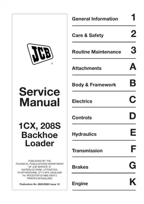 JCB 1CX 208s Backhoe Loader factory service manual Preview image 1