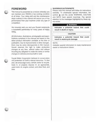 2007 Suzuki RM 250 owner´s service manual Preview image 3