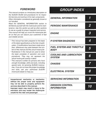 2007-2009 Suzuki V-Strom 650 service manual Preview image 1