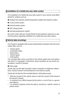 Toyota Vehicle Owner's Manual – Comprehensive Guide to Safety and Maintenance Preview image 3