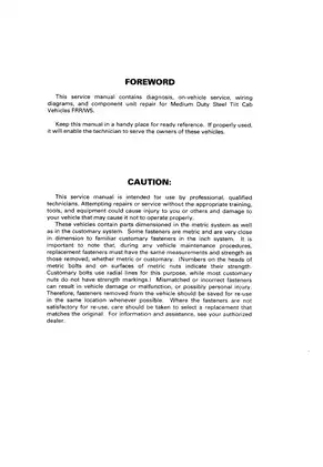 1997/1998 Isuzu Truck FSR, FTR, FVR service manual Preview image 2