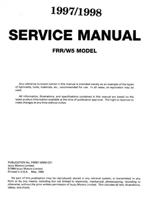 1997/1998 Isuzu Commercial Truck FSR, FTR, FVR service manual Preview image 4
