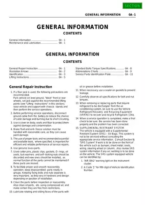 1999-2001 Isuzu Holden Opel Frontera workshop manual Preview image 4