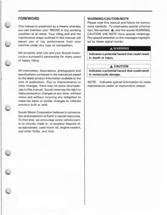 Suzuki RM250 Motorcycle Service Manual (1990-2022) - Comprehensive Guide Preview image 3