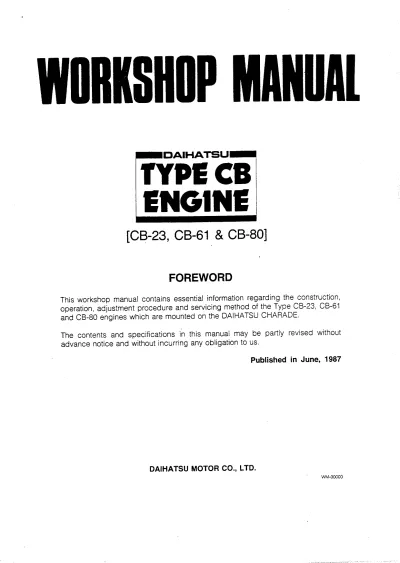 Preview: 1987–1994 Daihatsu Charade G100 (GTTI) Workshop Manual (P/N NO.9173-GE)