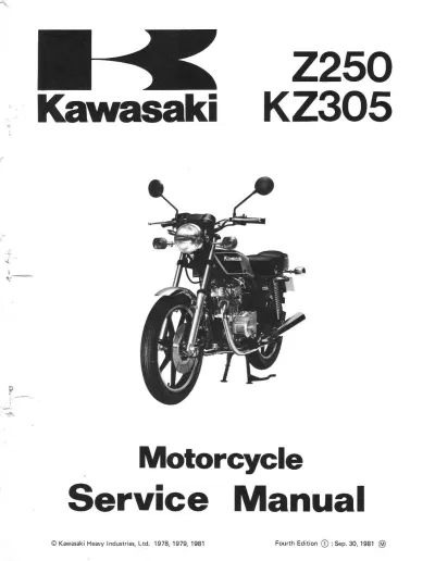 Preview: 1979–1982 Kawasaki Z250/KZ305 Service & Repair Manual (P/N 99924-1019-04)