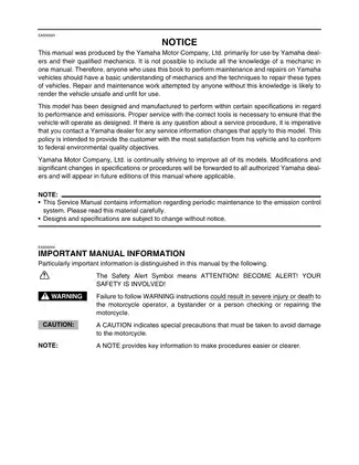 Yamaha XVZ13CTT(C) Supplementary Service Manual - Comprehensive Guide for Mechanics Preview image 3
