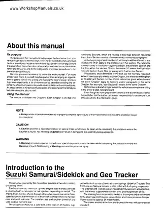 1986-1996 Suzuki Samurai & Sidekick Geo Tracker repair, service manual Preview image 4